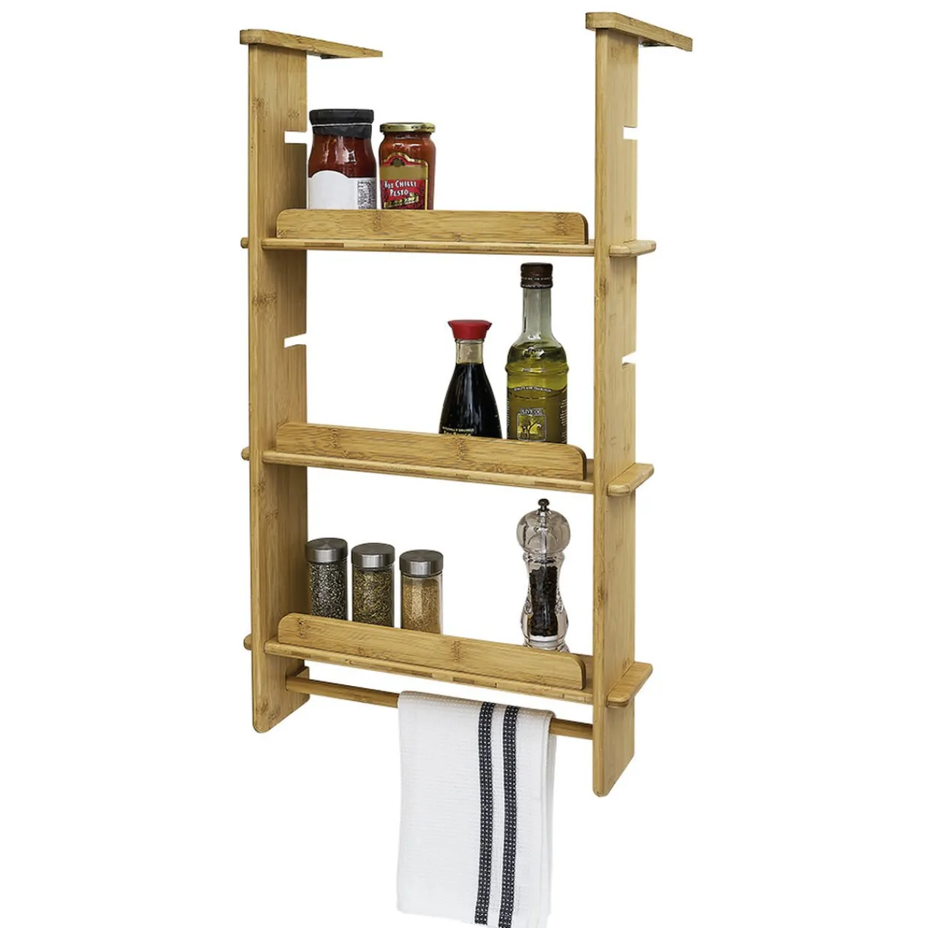 Discount Étagère latérale pour réfrigérateur 3 niveaux en bambou 42x10xH73 cm Rangement De Cuisine