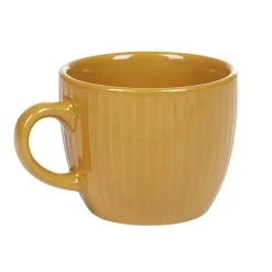 Tasse à expresso faïence jaune moutarde et rainures verticales relief|Gifi Hot