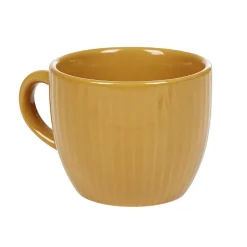 Tasse à expresso faïence jaune moutarde et rainures verticales relief|Gifi Hot