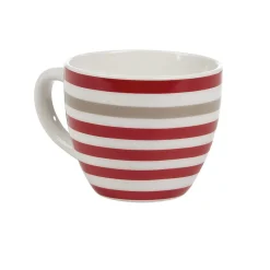 Tasse à expresso porcelaine blanc à rayures rouge gris 9 cl|Gifi Outlet