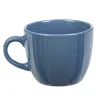 Tasse en faïence 23 cl uni bleu avec rainures verticales en relief|Gifi Online