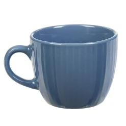 Tasse en faïence 23 cl uni bleu avec rainures verticales en relief|Gifi Online
