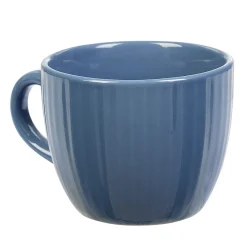 Tasse en faïence 23 cl uni bleu avec rainures verticales en relief|Gifi Online
