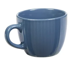 Tasse en faïence 23 cl uni bleu avec rainures verticales en relief|Gifi Online