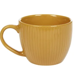 Tasse en faïence 23 cl uni jaune moutarde rainures verticales relief|Gifi Online