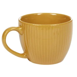 Tasse en faïence 23 cl uni jaune moutarde rainures verticales relief|Gifi Online
