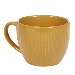 Tasse en faïence 23 cl uni jaune moutarde rainures verticales relief|Gifi Online