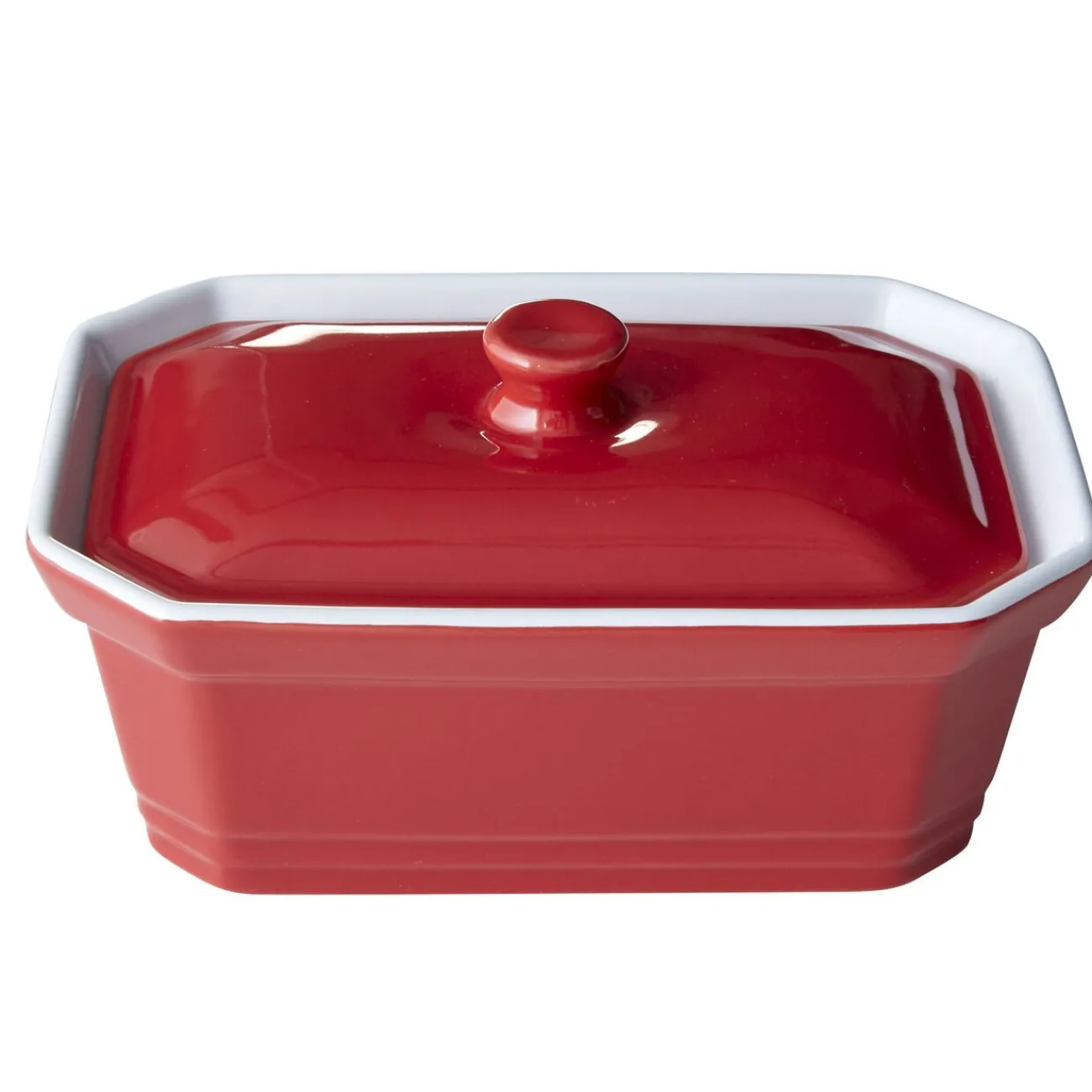 Online Terrine avec couvercle et presse rectangulaire rouge blanche Cuisson