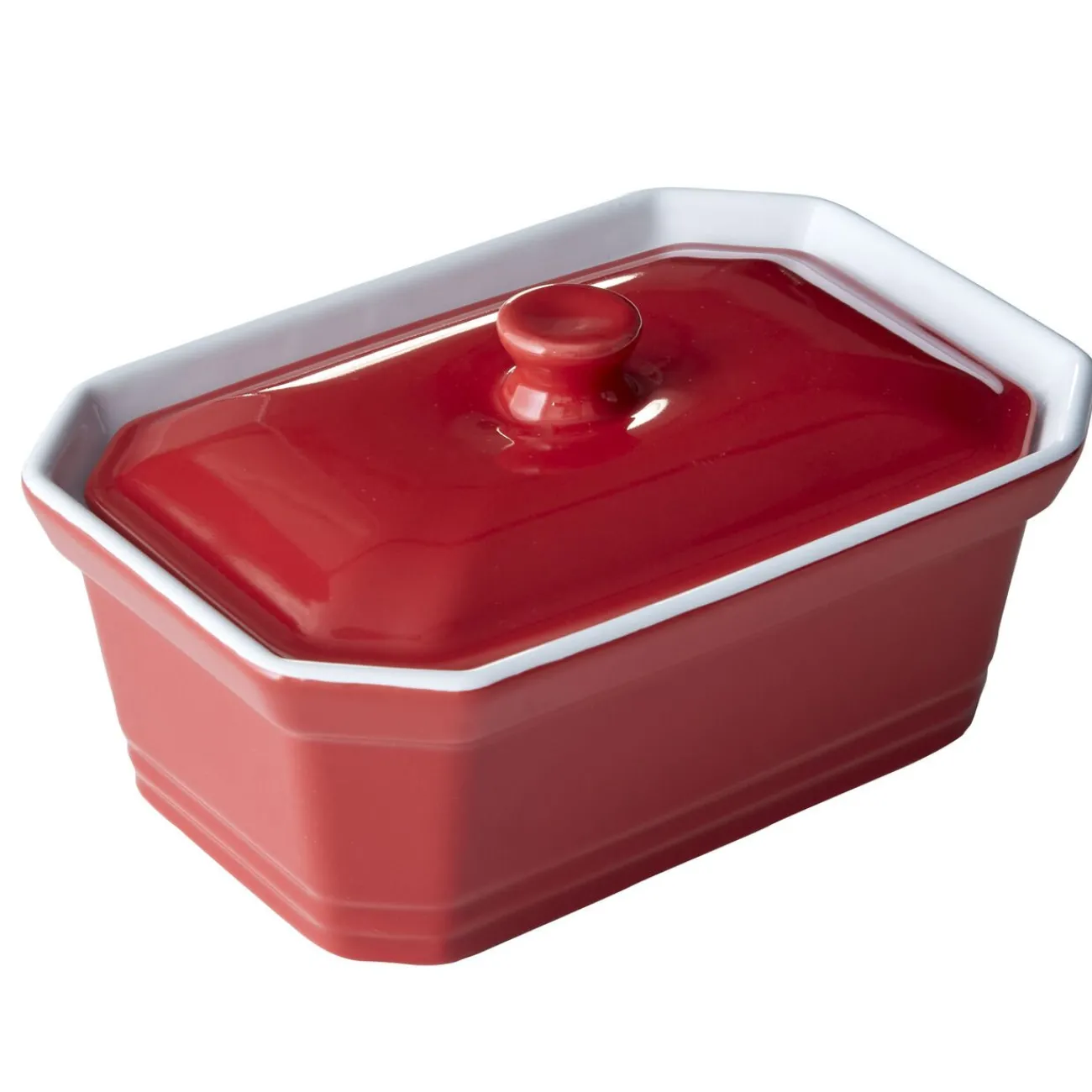 Online Terrine avec couvercle et presse rectangulaire rouge blanche Cuisson