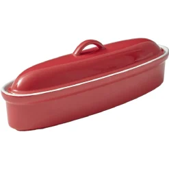 Discount Terrine avec couvercle ovale rouge et blanche Cuisson