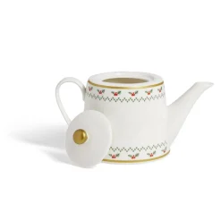 Theière de Noël 1,2L blanche et dorée motifs houx|Gifi Outlet
