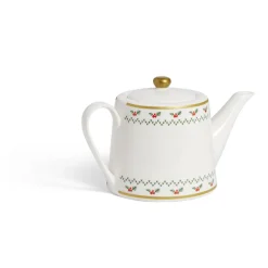 Theière de Noël 1,2L blanche et dorée motifs houx|Gifi Outlet