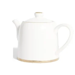 Outlet Théière 1L faïence blanc et doré Ø12xH15xm Vaisselle Et Accessoires De Table