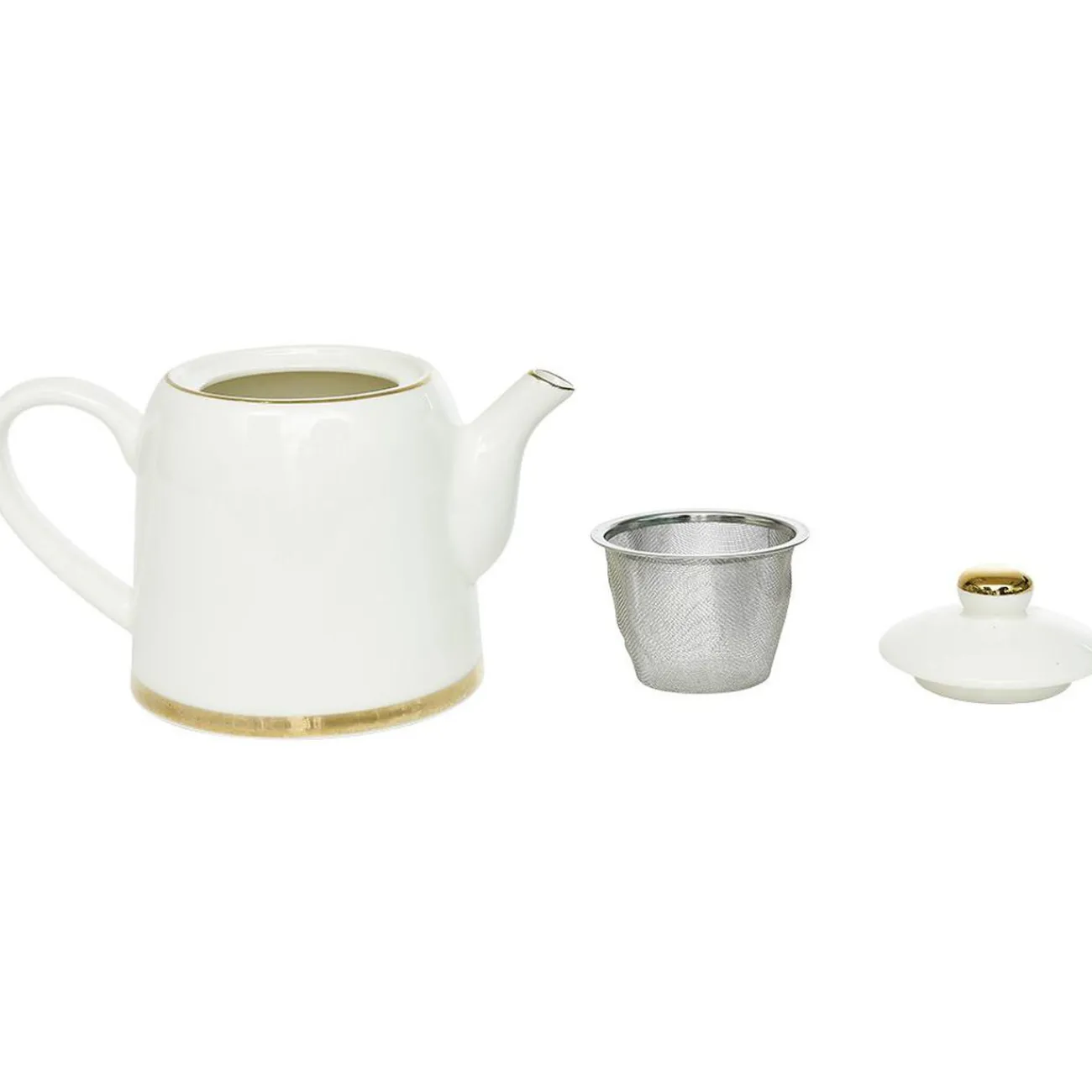 Théière 800ml blanche et dorée 20x12x15cm|Gifi Discount
