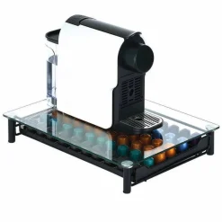 Best Tiroir à capsules en métal noir avec plateau en verre Rangement De Cuisine