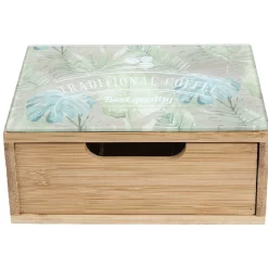 Outlet Tiroir à dosettes bambou motif feuilles Rangement De Cuisine