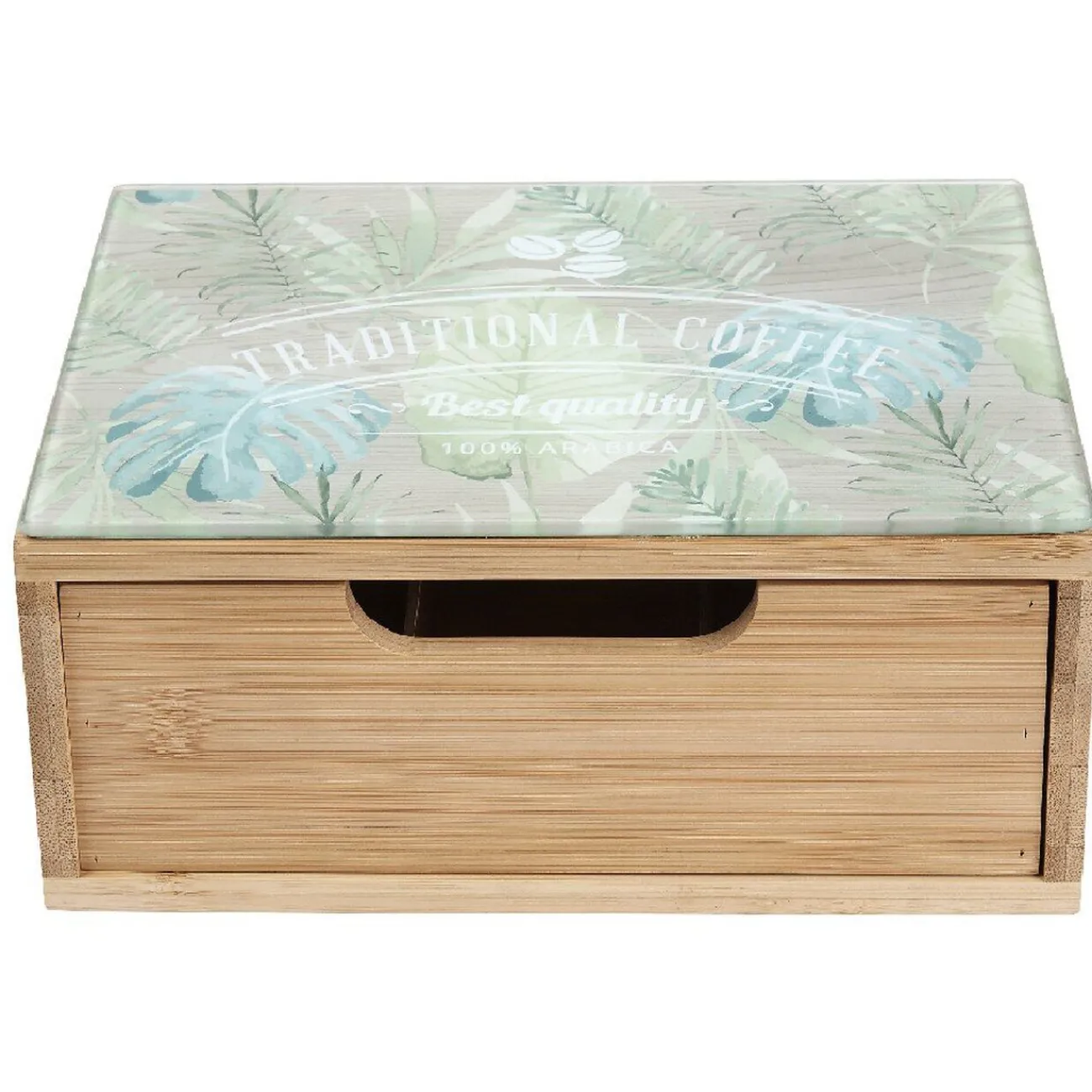 Outlet Tiroir à dosettes bambou motif feuilles Rangement De Cuisine