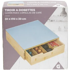 Clearance Tiroir à dosettes en bambou avec plateau en verre Rangement De Cuisine