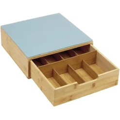 Clearance Tiroir à dosettes en bambou avec plateau en verre Rangement De Cuisine