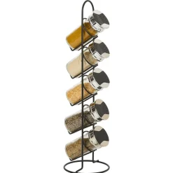 Outlet Tour à épices en métal avec 5 pots en verre Ø11xH39cm Vaisselle Et Accessoires De Table