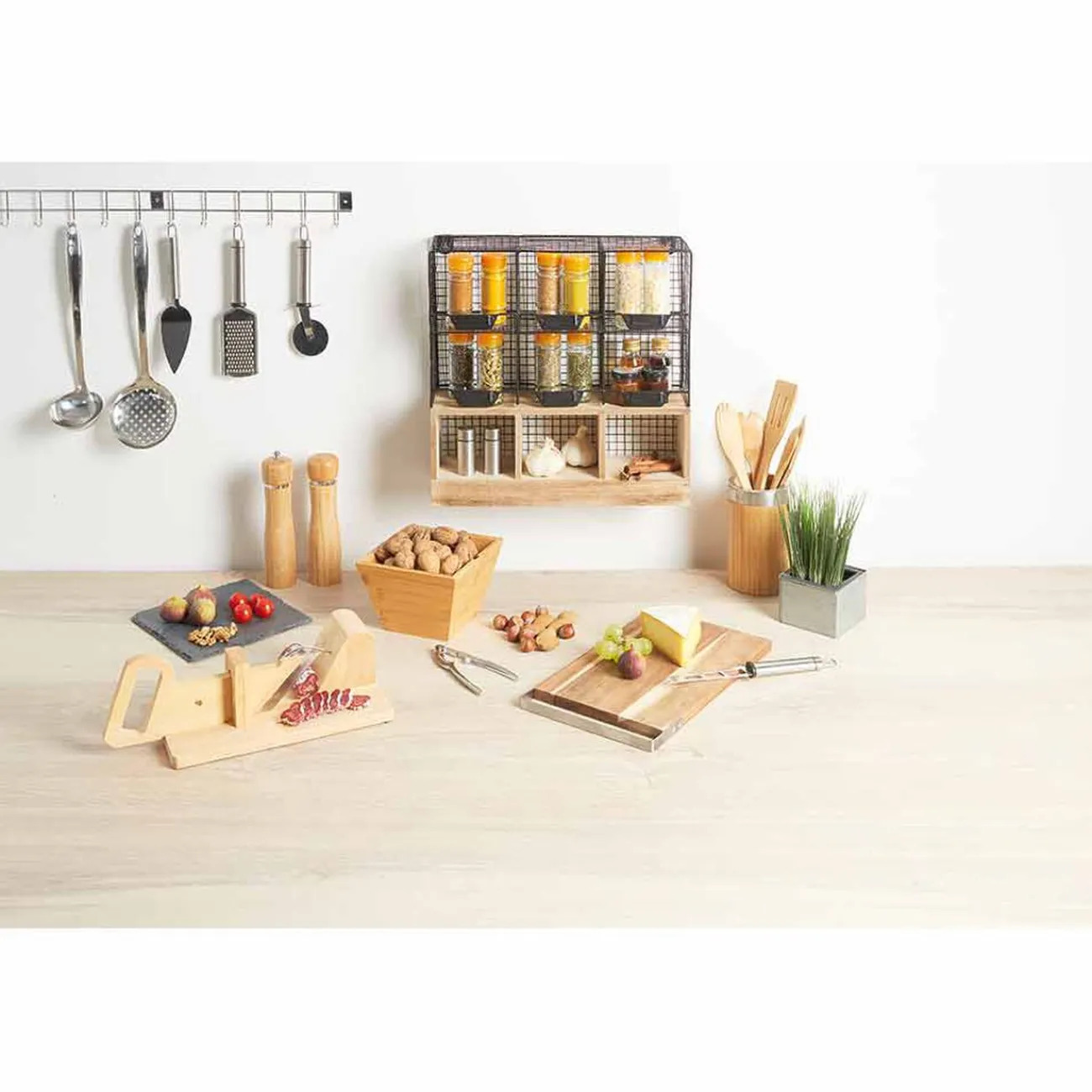 Hot Trancheuse à charcuterie en bois naturel Préparation Culinaire