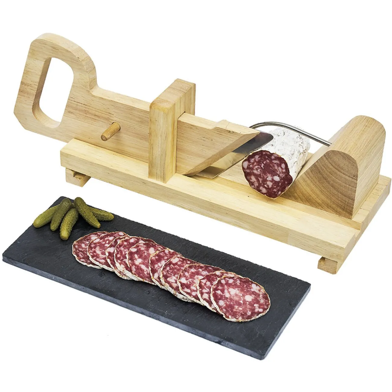 Hot Trancheuse à saucisson coulissant avec plateau ardoise Petit Électroménager
