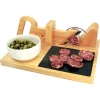 New Trancheuse à saucisson manuelle bambou plateau ardoise Préparation Culinaire