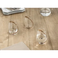 Verre à eau transparent motif ruban doré x3|Gifi Clearance