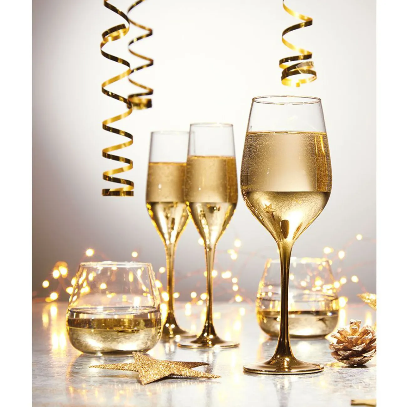 Verre à pied Oksana doré 35cL x4|Gifi