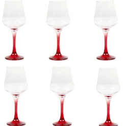 Verre à vin pied rouge translucide x6|Gifi Outlet