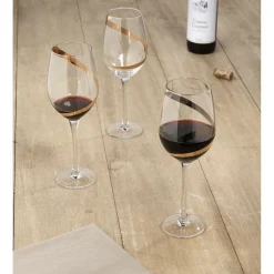 Verre à vin transparent motif ruban doré x3|Gifi Sale