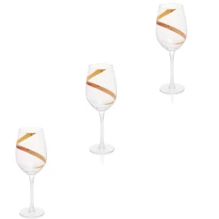 Verre à vin transparent motif ruban doré x3|Gifi Sale