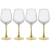 Verre à vin transparent pied doré x4|Gifi Discount