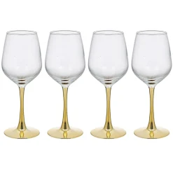 Verre à vin transparent pied doré x4|Gifi Discount