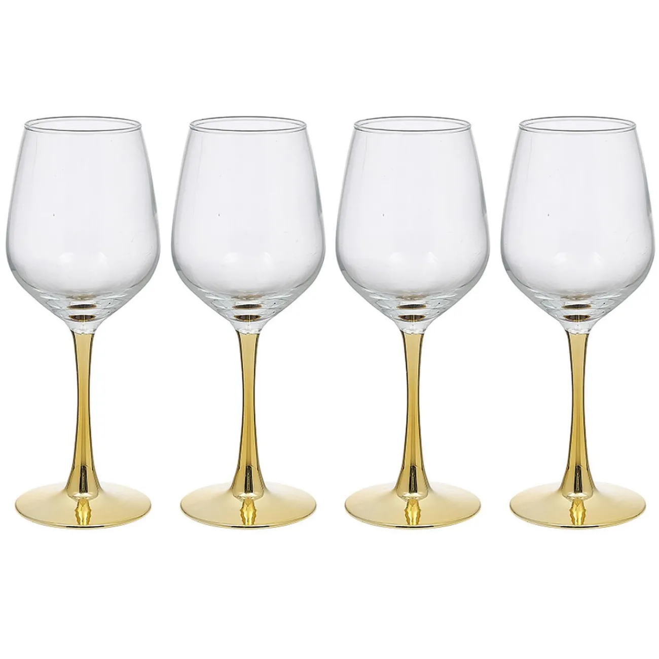 Verre à vin transparent pied doré x4|Gifi Discount