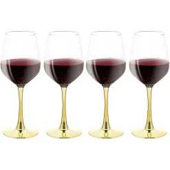 Verre à vin transparent pied doré x4|Gifi Discount