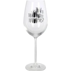 Verre à vin XL sur pied inscription Tu vin ou tu vin pas ? 75 cl|Gifi Discount
