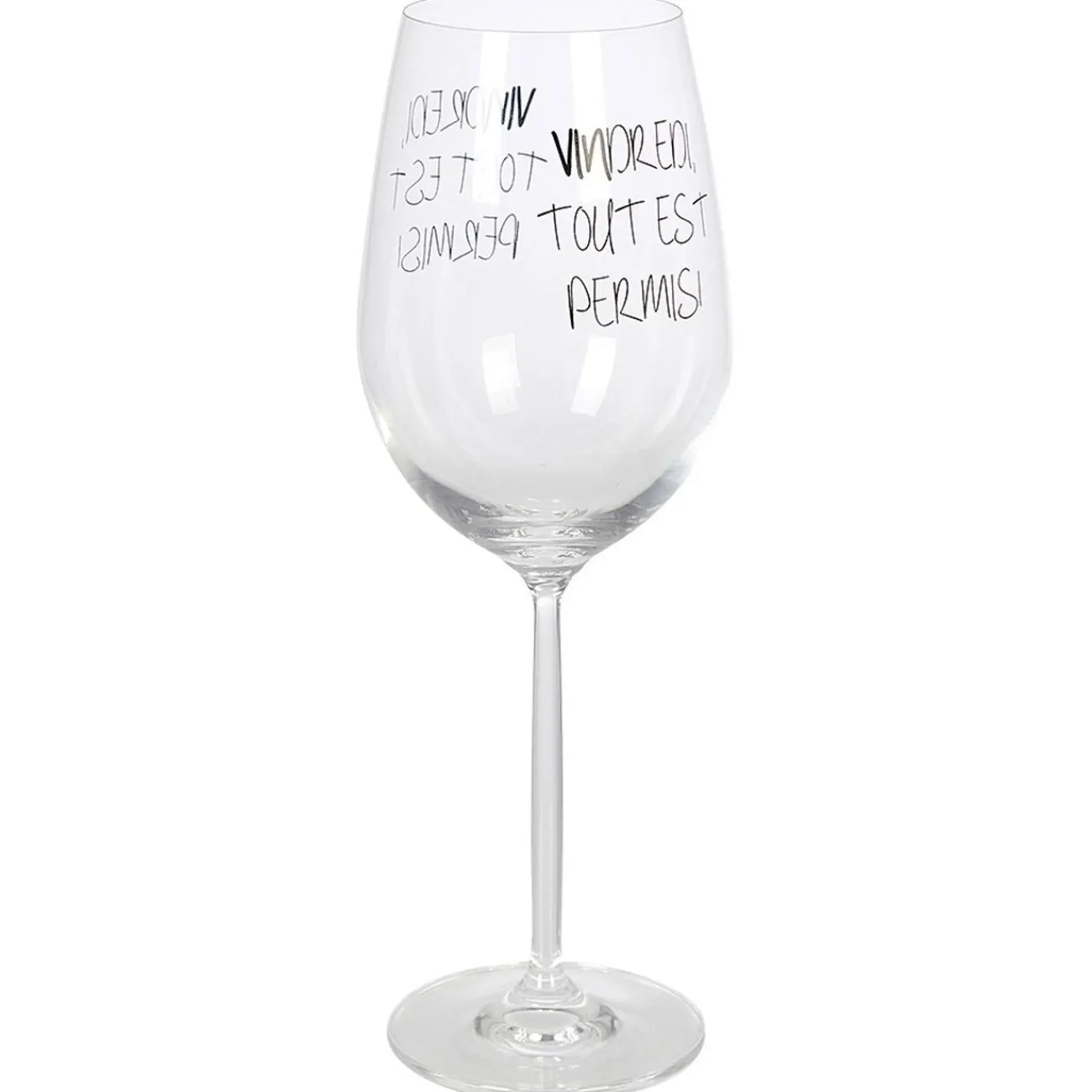 Verre à vin XL sur pied inscription Vendredi tout est permis ! 75 cl|Gifi