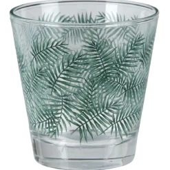Outlet Verre bas style tropical motif feuillage 25cl x3 Vaisselle Et Accessoires De Table