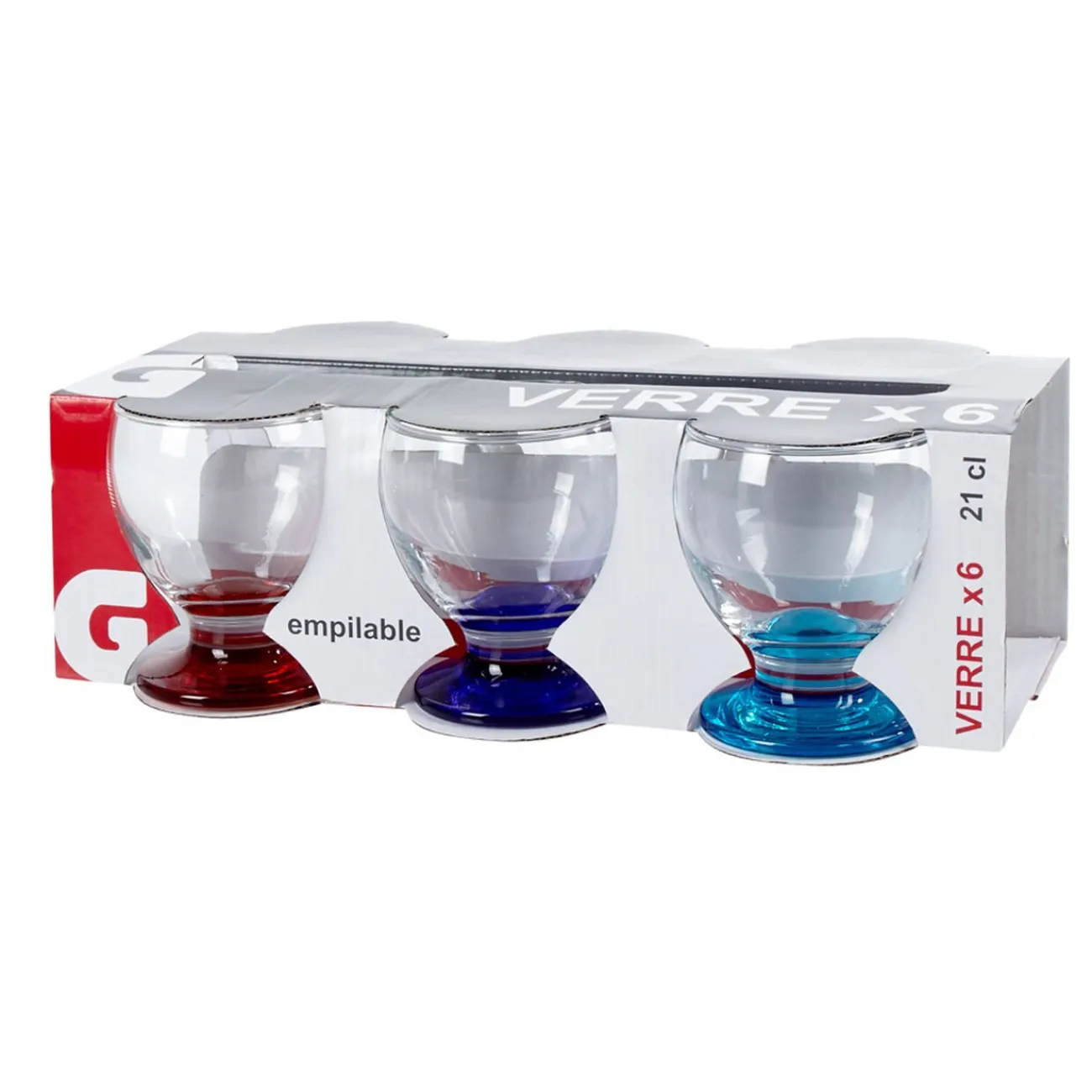 Verre bas sur pied coloré x6|Gifi New