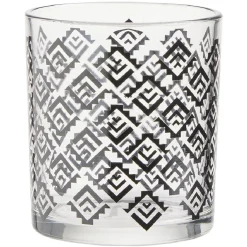 Verre bas transparent motif ethnique noir 25cl x2|Gifi Outlet