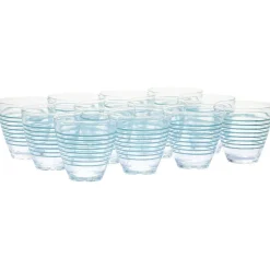 Sale Verre bas transparent rayure bleu x 12 Vaisselle Et Accessoires De Table