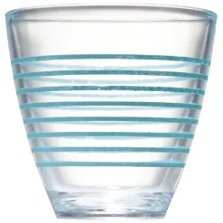 Sale Verre bas transparent rayure bleu x 12 Vaisselle Et Accessoires De Table
