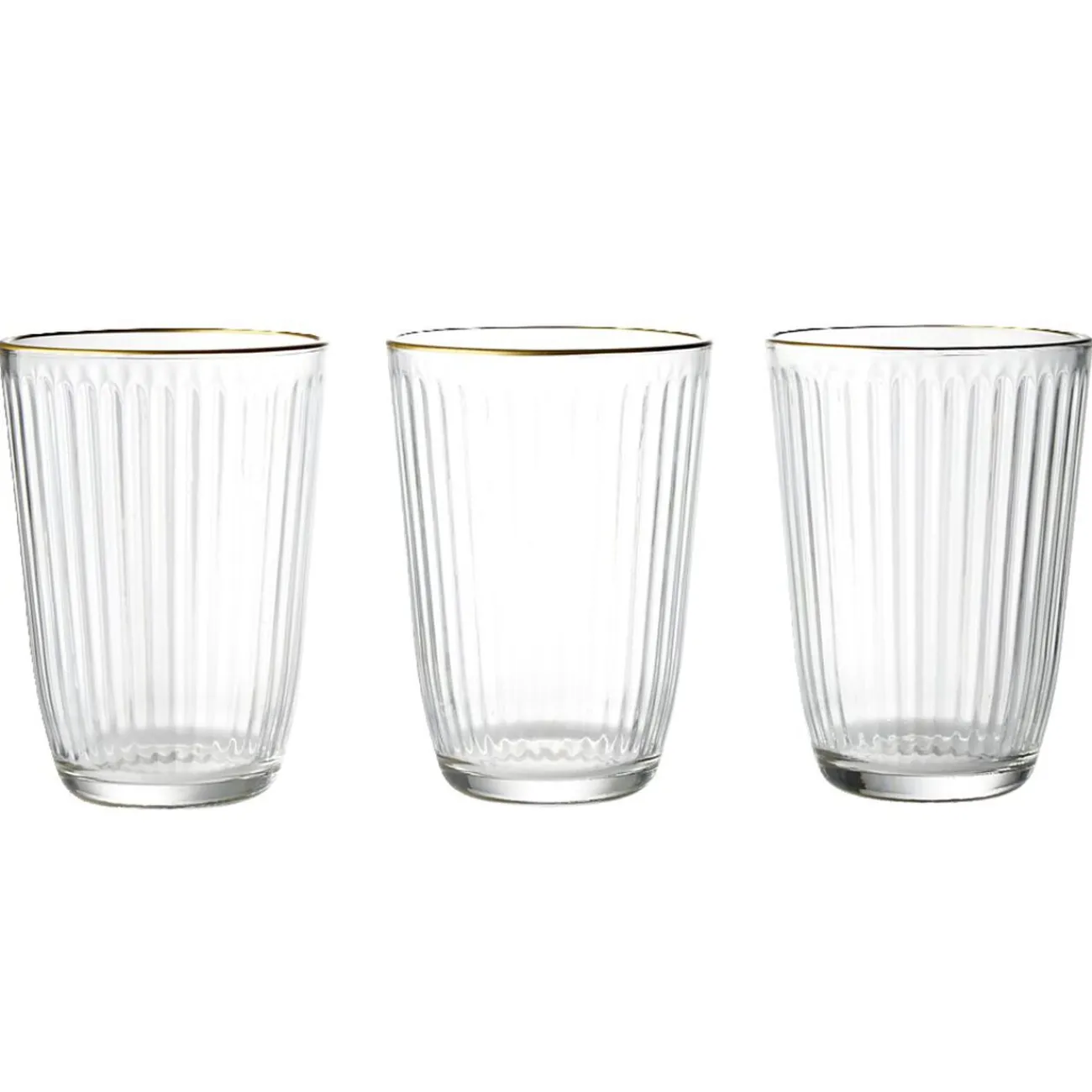 Verre haut strié bord doré 39,5cl Ø8,5cm H12cm Vaisselle Et Accessoires De Table
