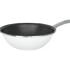 Outlet Wok acier émaillé noir et blanc Ø28cm Cuisson